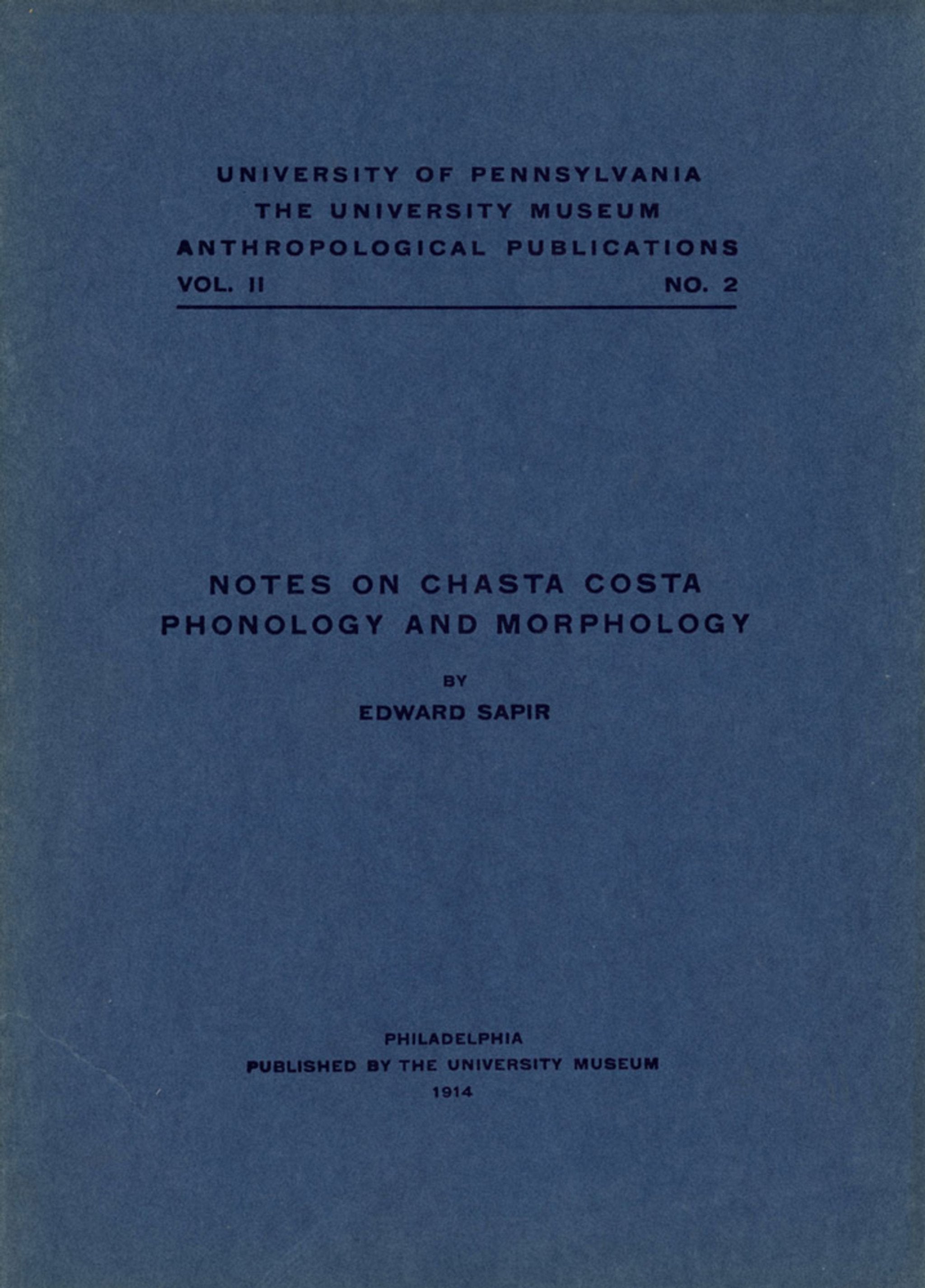 Cover image for Notes on Chasta Costa Phonology and Morphology ISBN 9780686240921